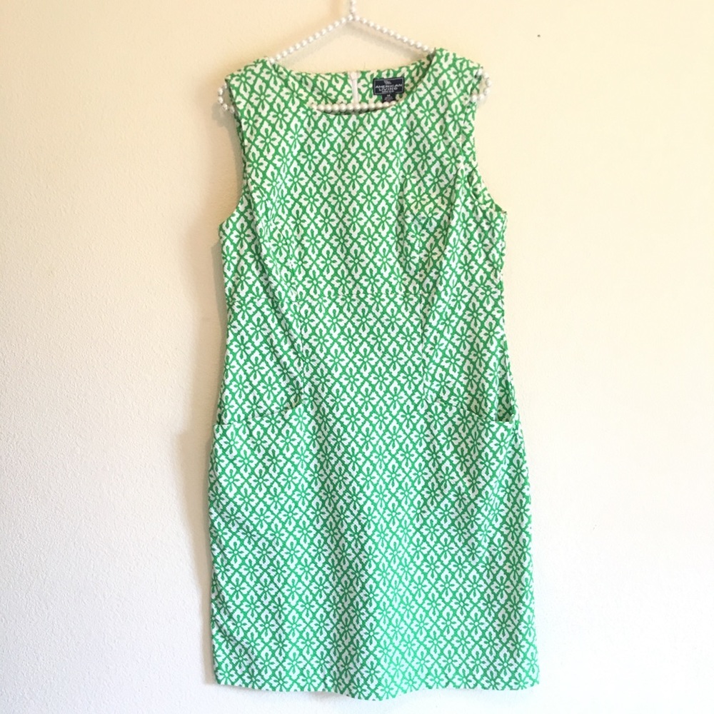 Cute American Living Green and White Sheath Dress
